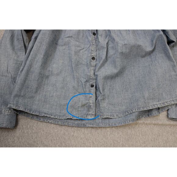 Lucky Brand Shirt Women's Size Medium Long Sleeve Chambray Colorblock Button Up - Picture 9 of 9